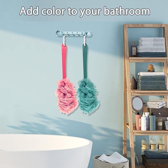 2Pack Back Scrubber for Shower, Loofah Sponge Brush Exfoliating Body, Long Handle Scrub Brush for Shower with Loofah on a Stick for Back Use, Bathing Accessories Body Brushes (2Pack)