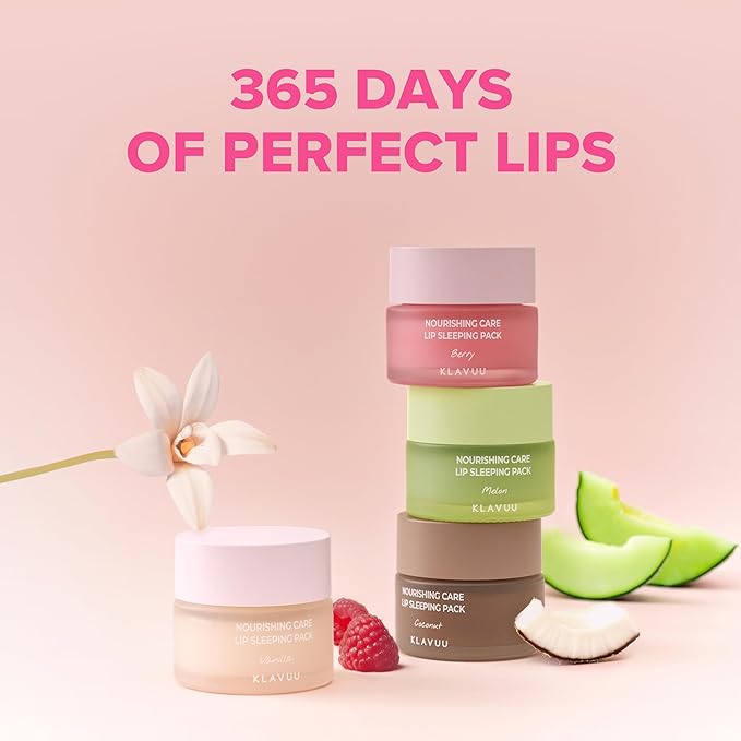 Klavuu Lip Mask Sleeping Pack (0.7oz) – Overnight Deep Hydrating Korean Lip Balm Treatment for Very Dry, Chapped Lips | Lip Lightening & Plumping with Instant Hydration | Gentle Exfoliating (Vanilla)