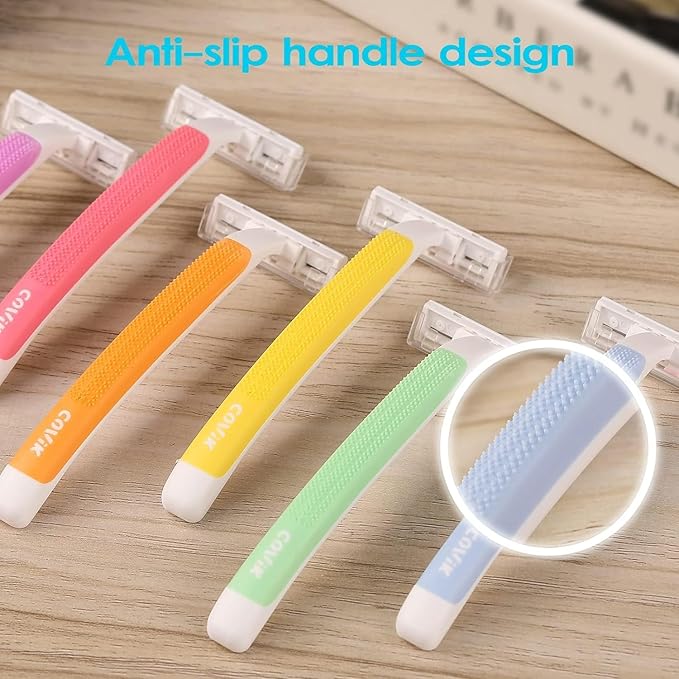 Women's Disposable Razors, 6 Count Shaving Razors for Women, 2 Blade Razor for Women Sensitive Skin Smooth Hair Removal (1 Packages of 6 Razors)