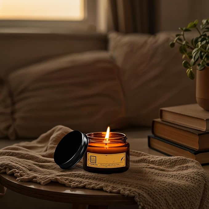 1.75 oz Glass Jars with Lids,Amber,12 Pack Empty Cosmetic Containers with Inner lids and Inner Liners,Black Metal Lids,Refillable Round Airtight Jars,Use to store Lotion,Powders,Candle Making