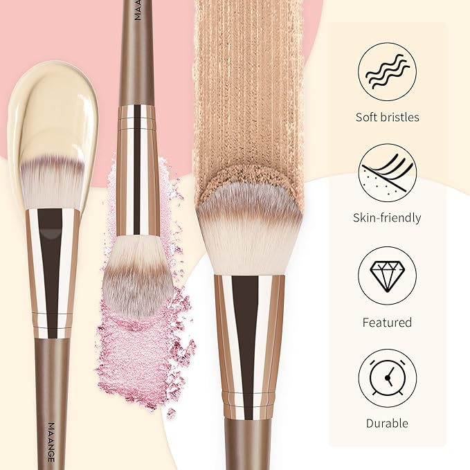 Make Up Brushes, MAANGE 18 Pcs Premium Synthetic Makeup Brushes Set Soft Foundation Powder Eyeliner Eye Shadow Makeup Brushes Professional (Champagne)