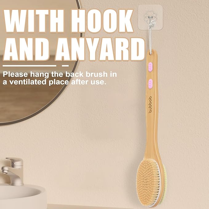 Back Scrubber for Shower,Bath Brush with Long Handle,Bath Brush Body Exfoliator for Wet or Dry Brushing,Men and Women (Purple)