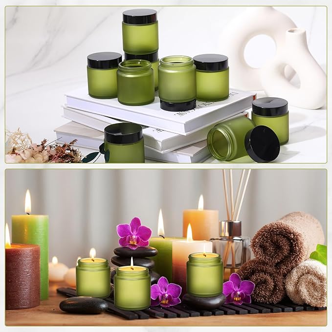 Norme 96 Pcs 4 oz Glass Jars with Lids Leakproof Round Airtight Empty Cosmetic Jars with Inner Liners Lid for Storing Lotions Powder Ointments Candle Making Tins (Pea Green)