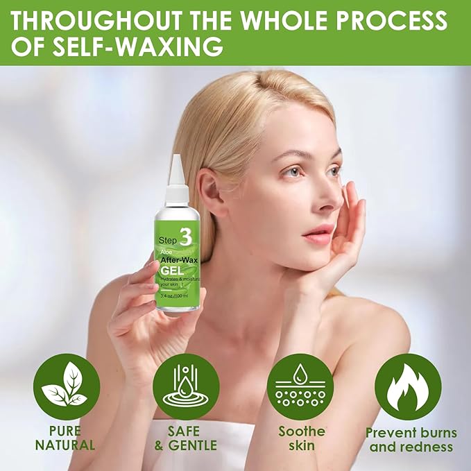 Pre Wax Spray and After Wax Spray, Triple-bottle Skin Care Set with Pre-wax Cleanser, Wax Remover Oil and Skin Soother Organic Aloe Vera Gel for Sensitive Skin - 100ML