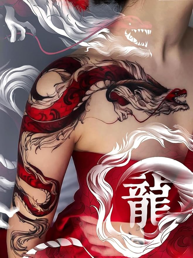 Large Temporary Tattoos Women Temporary Neck Tattoos Temporary Realistic Flower Chest Tattoo for Adults (Temporary Tattoos Sticker 27)