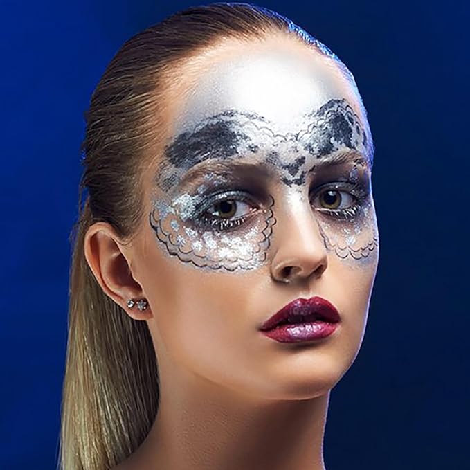 Mysense Pearl Silver Face Body Hair Paint Stick,Water Based Washable Temporary Hair Color,Non-toxic Cream Blendable Metallic Face Painting for Halloween Costume SFX Cosplay Makeup,0.5oz
