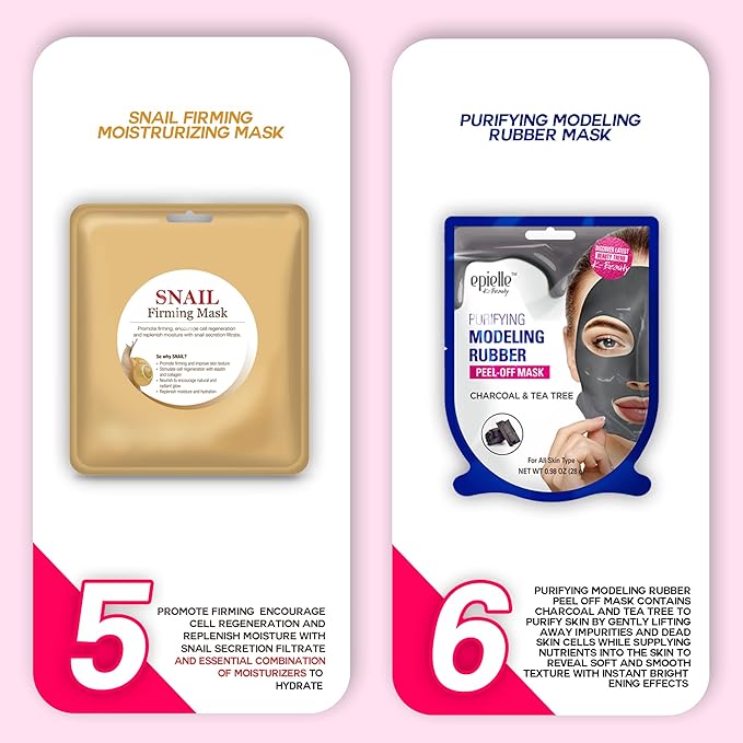 Epielle Best of K-Beauty Kit, 6 Home Spa Essentials, Exfoliating, Purifying, Moisturizing & Hydrating for Radiant Skin, At-Home Spa Kit, Self Care Gifts for Women, Korean Skin Care Set