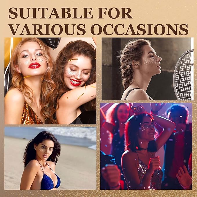 10 Pcs Glitter Freckles Face Tattoo, Face Glitter Makeup Patches, Waterproof Sparkle Freckles Tattoo Fairy Makeup Accessories For Women (Silver)