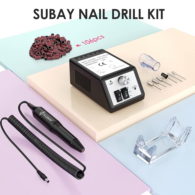 Professional Electric Nail Drill Machine Nail File Drill Set Kit for Acrylic Nails, Gel Nail, Nail Art Polisher Sets(Black)