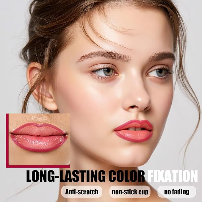 Peel Off Lip Liner Stain, Long Lasting Matte Lip Tattoo Makeup, Smudge-Proof, Highly Pigmented Color, Transfer-Proof, Waterproof, Suitable for All Skin Types, Coral Pink