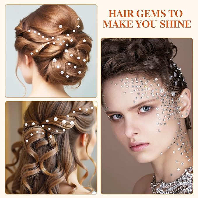 2 sets face gems, festive jewelry, hair accessory gems,pearl for face,gemstone self adhesive face,eyes, makeup, body adornment, essential items for party sparkle and style transformation