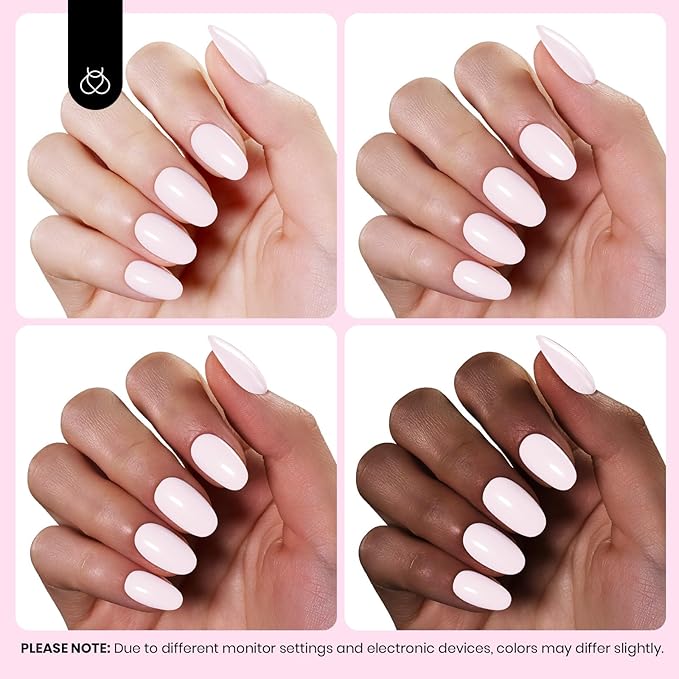 Beetles Pink Gel Nail Polish - 15ML Hema Free Baby Pink Gel Polish Cream Puff Full Size Soak Off UV Colorful Bottle Nail Art Manicure Gift for Women