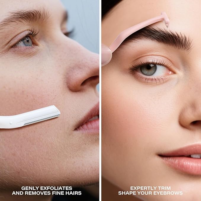 Eyebrow Razors w/Dermaplane Razors Set - Japanese Quality Blades - Small Face Razors for Peach Fuzz and Fine Hair, Disposable Razors for Men Multipurpose Exfoliating Dermaplaning Tools for Men