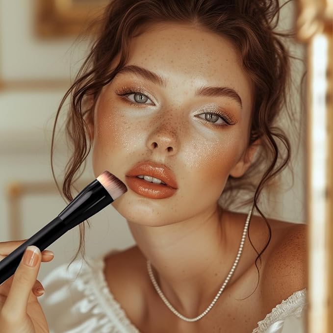 JoMay Flat Top Kabuki Foundation Brush – Vegan Makeup Brush for Liquid, Cream & Powder – Dense, Soft Bristles for Buffing & Blending – Black