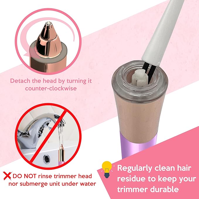 Portable Eyebrow Hair Remover for Women – Painless, Fast & Precise Flawless Electric Razor & Epilator for Eyebrow, Nose, Ear Hair Removal – 18K Gold-Plated, 360° LED Light