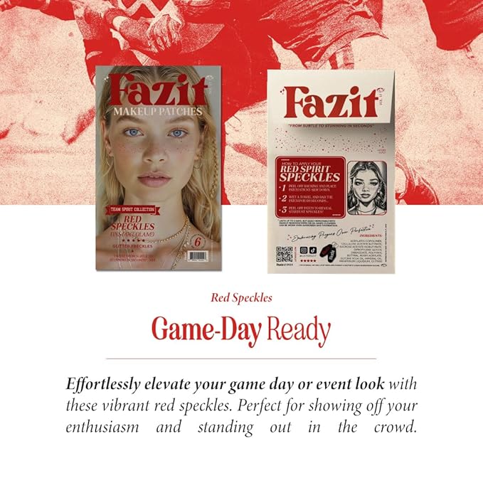 Fazit Beauty Face Makeup Patches - Waterproof Red Speckles - Temporary - 6 Count