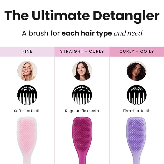 Tangle Teezer Ultimate Detangler Brush for Wet & Dry Hair, Eliminates Knots & Reduces Breakage for All Hair Types, Electric Raspberry