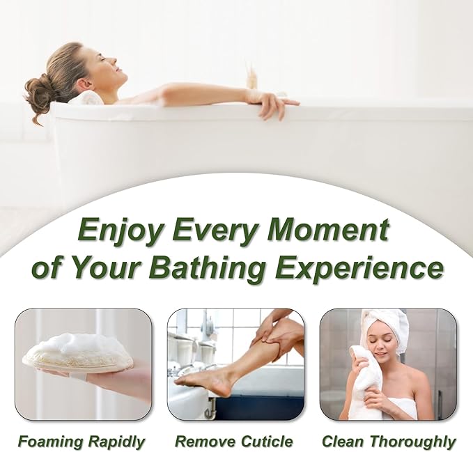 Natural Loofah Sponge, Exfoliating Body Scrubber for Men Women, Loofah with Handle, Exfoliating Back Scrubber for Shower Set, Deeply Clean & Invigorate Your Skin (5 pcs in Box)