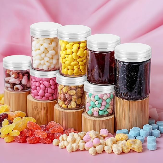 36 Pack 8oz Household Plastic Jars with Lids, BPA Free, Reusable, Refillable Transparent Cosmetic Containers for Bath Salts, Cosmetics, Powders, Beauty Product and Small Accessories, White