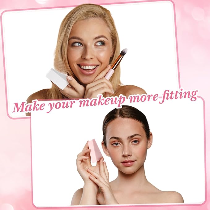 TecUnite 100 Pieces Cosmetic Sponges Latex Makeup Foam Wedges Foundation Beauty Tools(Pink,White)