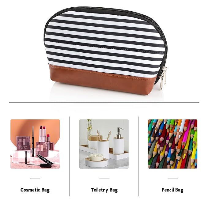 Ethereal Travel Cosmetic Bag, Large Capacity Makeup Bags for Women Stripe Make up Brush Organizer Bag
