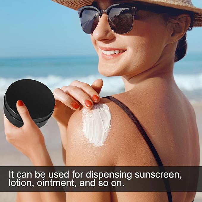 Therwen 48 Pcs Aluminum Tin Jars Containers Metal Leak Proof Cosmetic Tin Jars Containers Round Screw Lids Lip Balm Can Empty Refillable Cosmetic DIY Storage (1.6 x 3.9 Inch,Black)