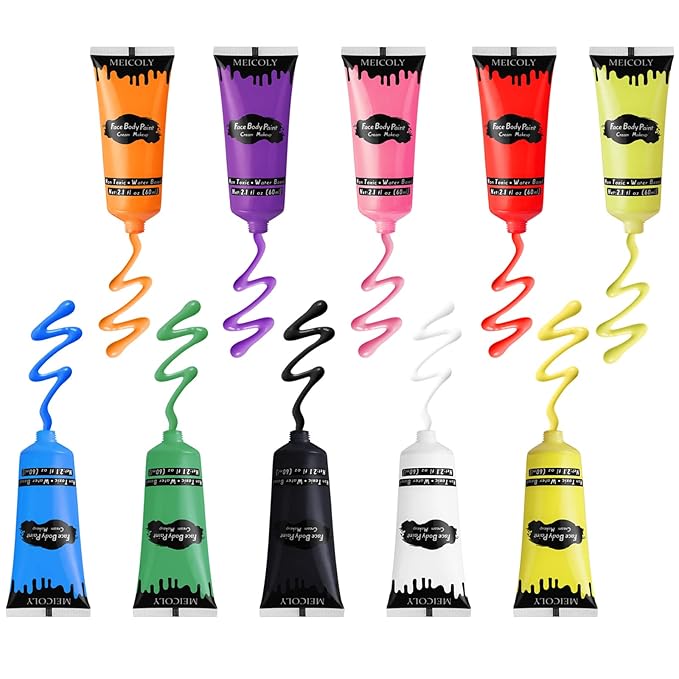MEICOLY Pink Halloween Face Body Paint, 2.37Oz Large Tube Water Based Non-Toxic Full Body Paint for Adult Children,Highly Pigmented Face Painting for SFX Special Effects Cosplay Makeup