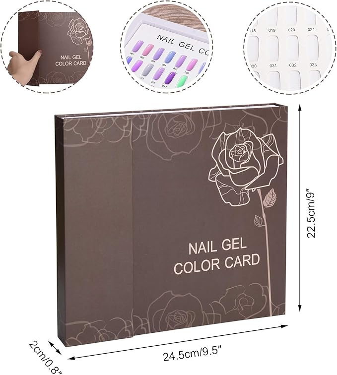 Noverlife 120 Nail Colors Display Book with 120 False Nail Tips, Nail Gel Polish Display Chart, Nail Art Samples Color Swatches Cardboard Nail Design Showcase for Manicure Salon Studio