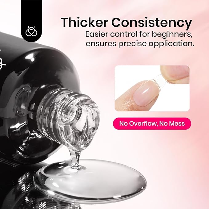 Beetles 4Pcs HEMA-Free Nail Extension Kit, 15ml Gel Nail Glue, No Wipe Top Coat, Builder Nail Gel & Liner Brush, Long Lasting for Clear Press-On Nails, DIY Home Gift for Women, U V Light Required