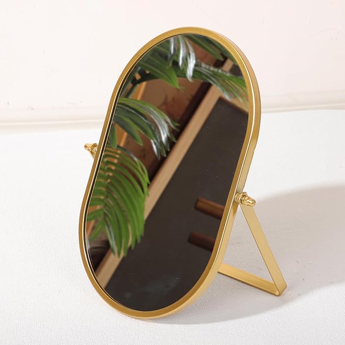 Tabletop Mirrors Makeup Mirror Portable Vanity with Metal Frame Desk Table Mirror with 180°Adjust Dressing Room Rotate Good for Bedroom Bathroom