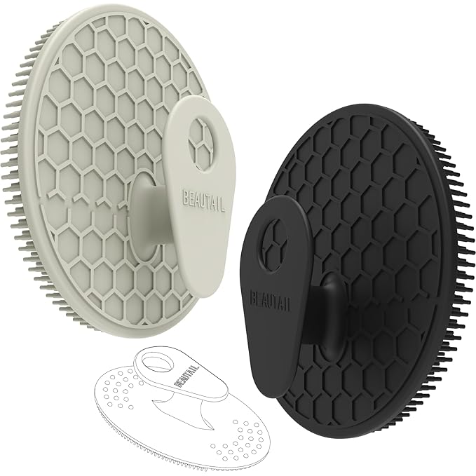 Silicone Body and Face Scrubber Set 3 Pack, BEAUTAIL Shower Bath Scrubber, Gentle Exfoliating Brush for Women Men Baby Sensitive Skin, More Hygienic Than Traditional Loofah, Long Lasting, Black+Gray