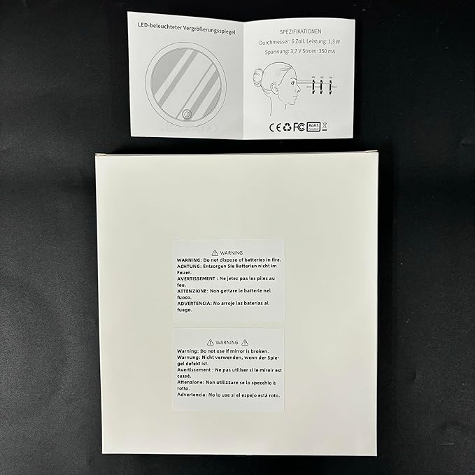 30X Magnifying Mirror with Lights, 6inch Makeup Magnifying Mirror, Travel 30x High Magnification with 3 Color Dimmable Lights - 3 Suction Cups & Adjustable Stand, for Detailed Makeup/Shaving