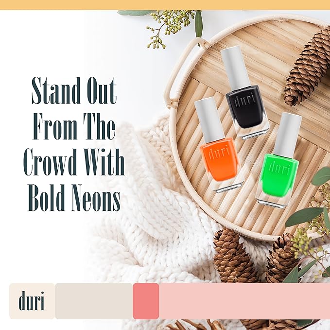 duri Trio Neon Nail Polish Set - Trick-Or-Treat Yo'Self, Matte Finish, Quick Drying, 0.45 Fl Oz each