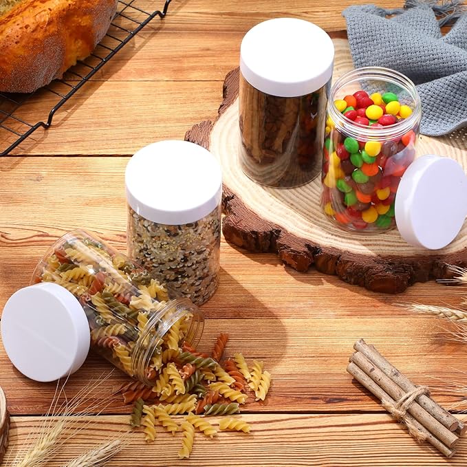 Patelai 4 Pieces Round Wide-mouth Leak Proof Plastic Container Jars with Lids for Travel Storage Makeup Beauty Products Face Creams Oils Salves Ointments DIY Making(12 Ounce,White)