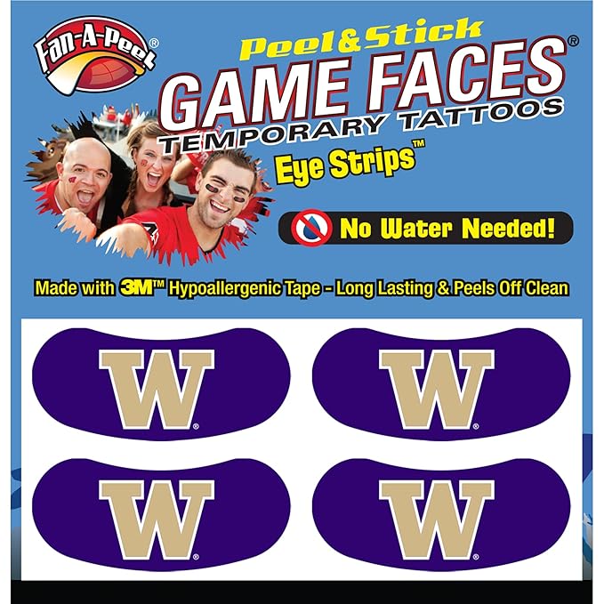 Washington Waterless Temporary Tattoos - Hypoallergenic Peel and Stick Waterproof Temporary Tattoos - Officially Licensed