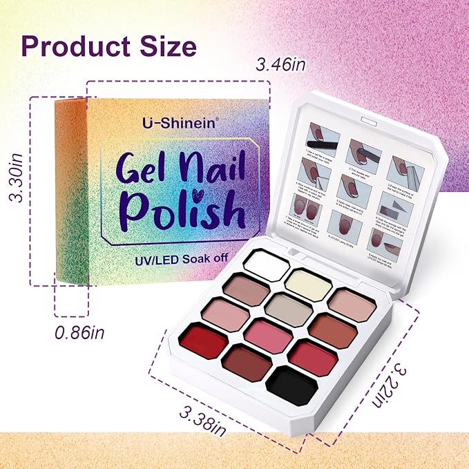 Gradient Painting Gel, 12 Ombre Gel Nail Polish with 100Pcs Nail Sponges &Tweezers for Pigment Pat Nails Aura Nails French Manicure Soak Off UV Long-lasting Set Palette Chiffon Hues