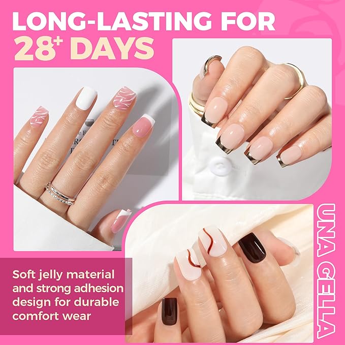 UNA GELLA Extra Short Nail Tips: 504pcs Square Fake Nails Pre-shape XS Short Square Press on Nails Gel Tips Full Cover Acrylic Nails False Nails for DIY Salon 12 Sizes