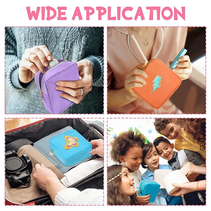 Umigy 12 Pcs Preppy Cosmetic Bags Nylon Mini Makeup Bags Bulk Waterproof Cute Travel Pouch Purse for Her Gifts DIY Daily Use Storage Organizer (Colorful Style)