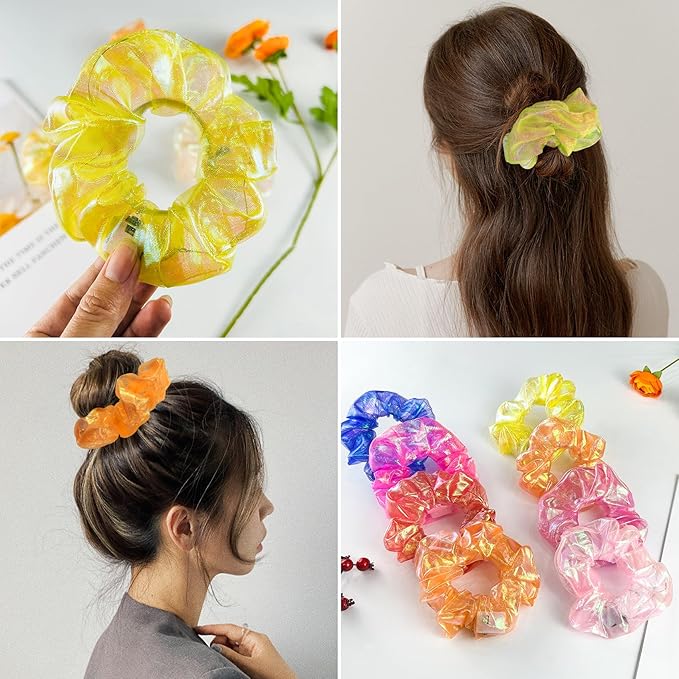 4Pcs LED Hair Ties for Women & Girls: Multi Mode Light Up Hair Accessories for Neon Glow Rave, Christmas Festivals