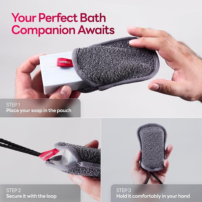 Soap Saver Bag, Rough and Soft Exfoliation Soap Pouch for Bar Soap, Soap Mesh Pocket Bar Holder for Washing Body, Soap Sack Sponge Bag for Shower Bath (2 Pack)