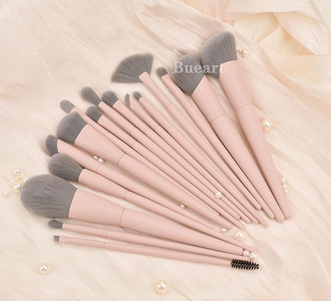 20pcs Pink Essential Makeup Brush Set Professional Powder Concealers Eye shadows Blush Eyeliner Eyebrow Contour Eye blending foundation kit (20pcs makeup brush set)