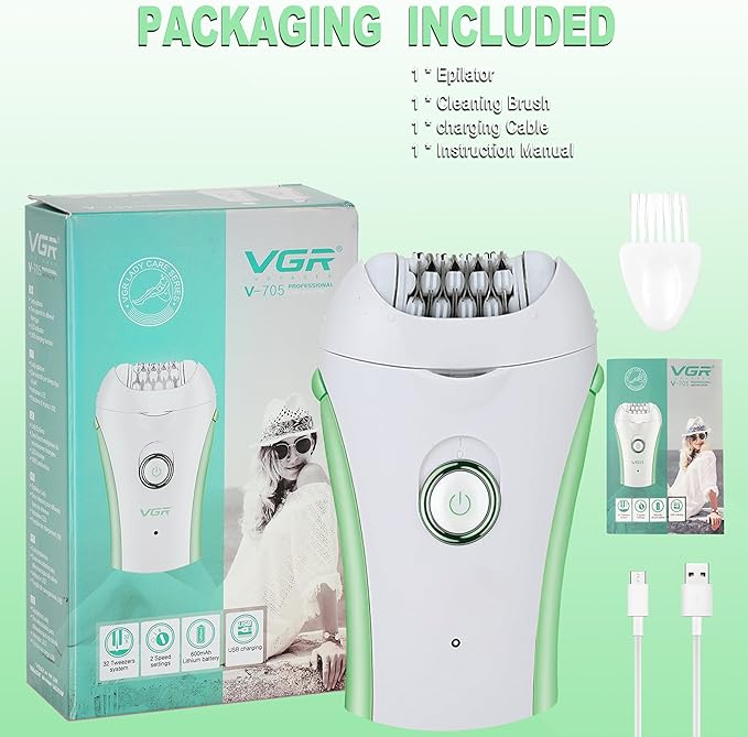 Epilators Hair Removal for Women, Glabrouse Skin Facial Hair Removal, Facial Hair Epilator with Eyebrow Trimmer for Women Face Sensitive Skin for Bikini, Face, Arm, Legs, Armpits, Green