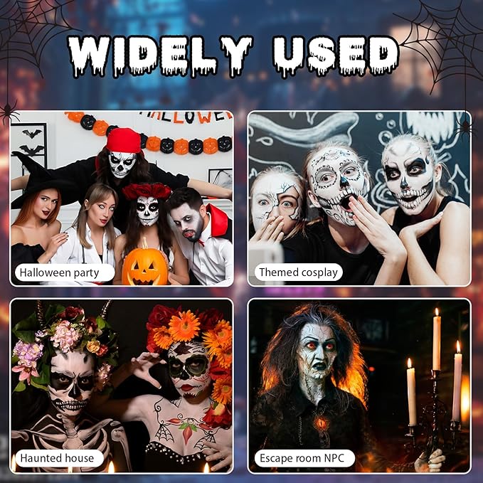 JAOJAO Clown Makeup Kit, Clown Makeup with White Blue Red Black clown Face Paint, 4 Sponges, 2 Red Nose, Painting Brushes, for Creepy Halloween Special Effects Sfx Cosplay Costume Parties