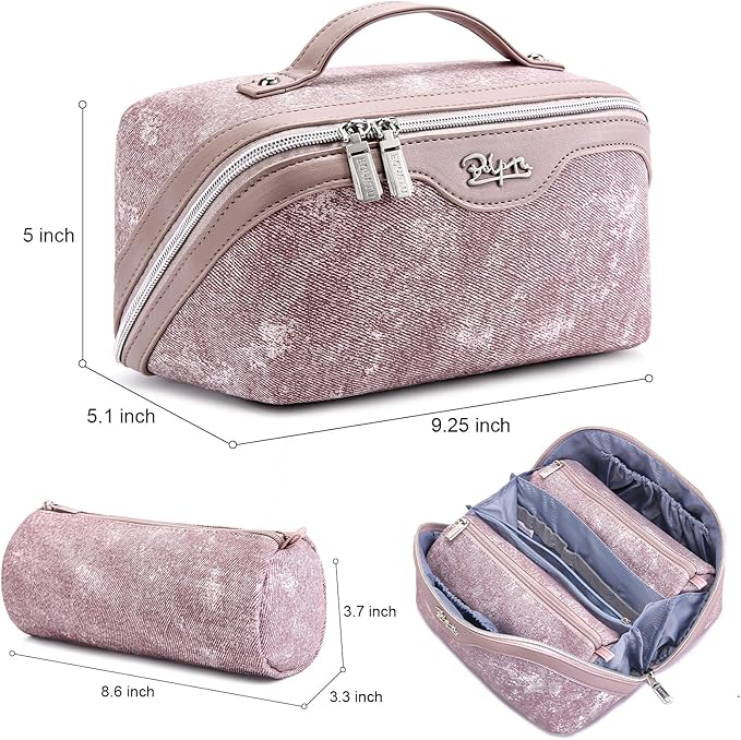 Travel Makeup Bag Cosmetic Bags for Women: 3 Sets Large Capacity Make up Bag - Portable Toiletry Bags with Handle for Women(05-Purple)