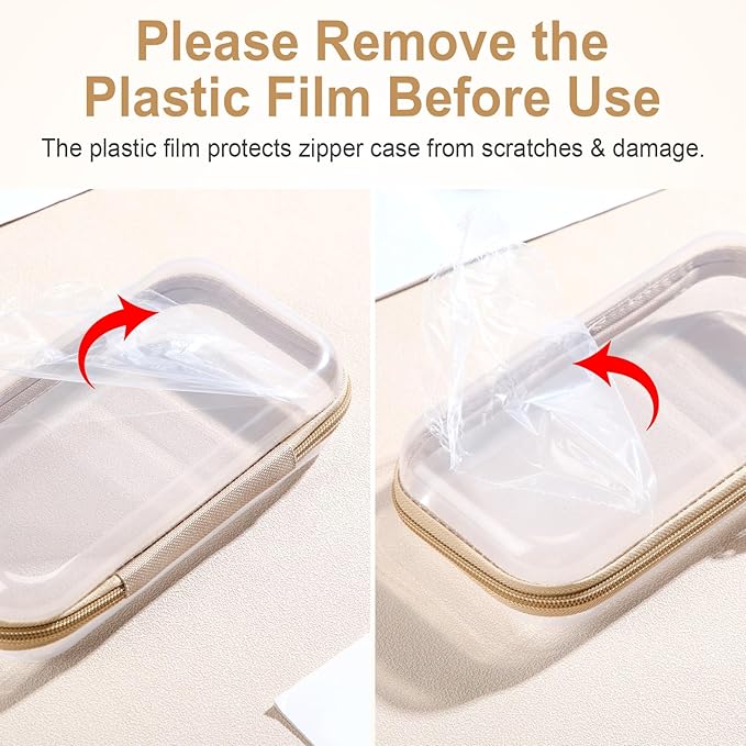 Hoolerry 4 Pcs Hard Clear Zipper Case Makeup Bags Plastic Pencil Pouch Transparent Storage Box Containers for Cosmetics, Snacks, Building Blocks, Puzzles(Soft Colors,7.5 x 3.9 x 2 in)