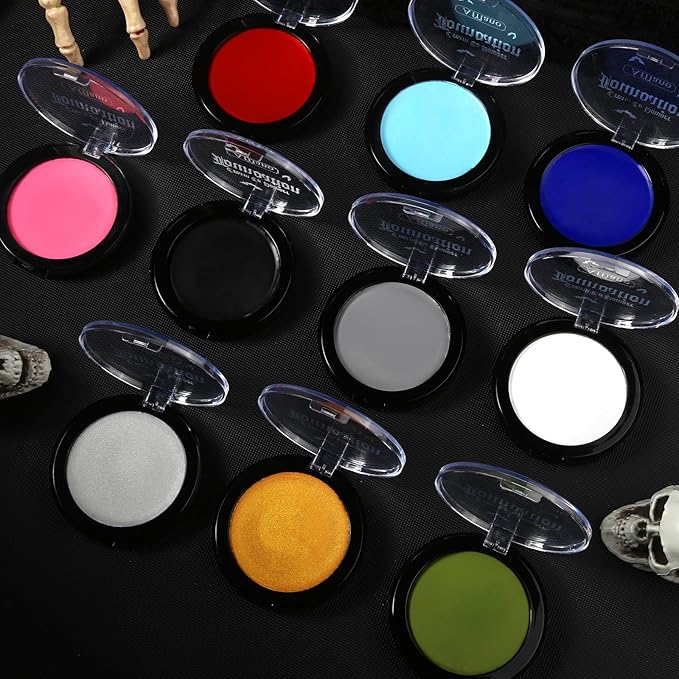 Metallic Silver Face Paint, Professional Full Coverage Shimmer Silver Body Paint for Kids & Adults, Long Last Blendable silver Metal Face Painting for Halloween Makeup,Tin Man FX, Alien, Cosplay,Stage