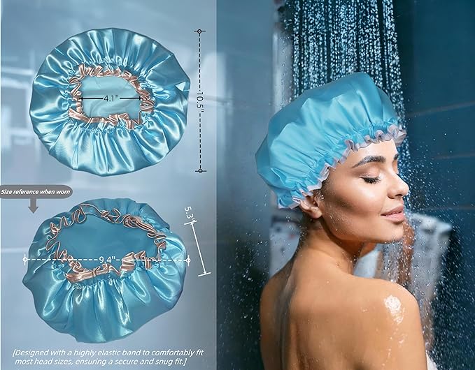 4 Pack Colorful EVA Shower Caps, Double Layered Waterproof, Reusable & Hard-Wearing, Premium Hair Preservation, Ideal for Personal Hygiene, Bathing & Spa, Everyday Hair Care Accessories
