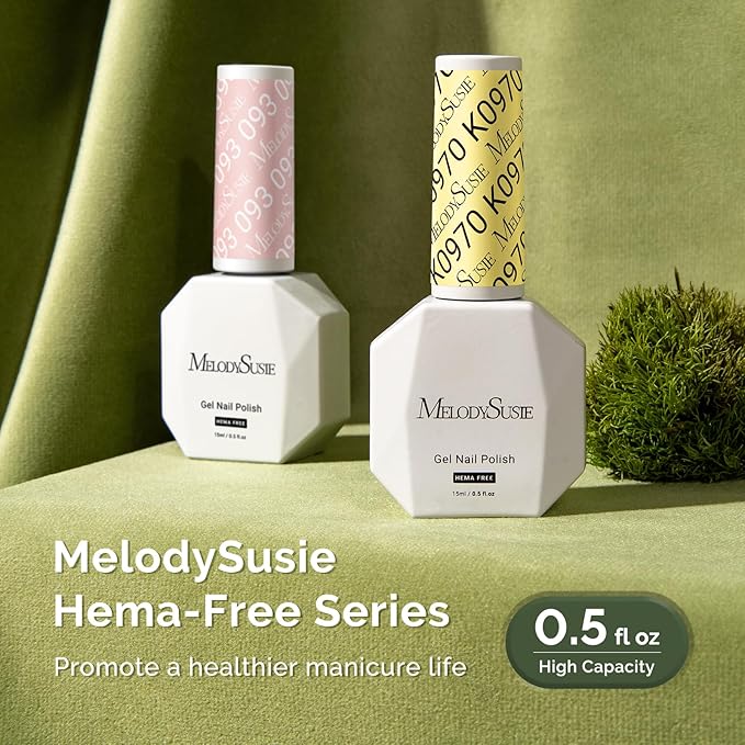 MelodySusie Hema Free Gel Nail Polish, 0.5 Fl Oz Thick Light Yellow Gel Polish, Non-Toxic, Long Lasting, Soak Off UV Nail Polish, Manicure Nail Design Salon DIY Nail Art at Home K0970