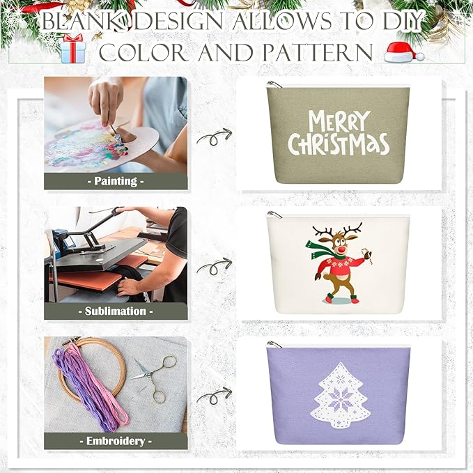 Reginary 10 Pcs Canvas Makeup Bags Bulk for Women Blank DIY Pencil Pouch Travel Toiletry Cosmetics Bags Gift for Christmas Breast Cancer Awareness Thanksgiving Wedding Nurses Teacher(Pastel Color)