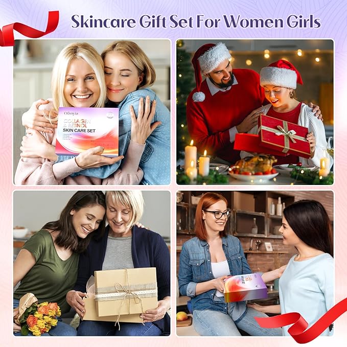 Ofanyia Collagen Retinol Skincare Set, 6 Pcs Anti-Aging Skin Care Set with Hydrating Cleanser, Eye Cream, Toner, Cream & Lip Mask, Facial Kit for Women, Christmas Valentines Birthday Gift for Her